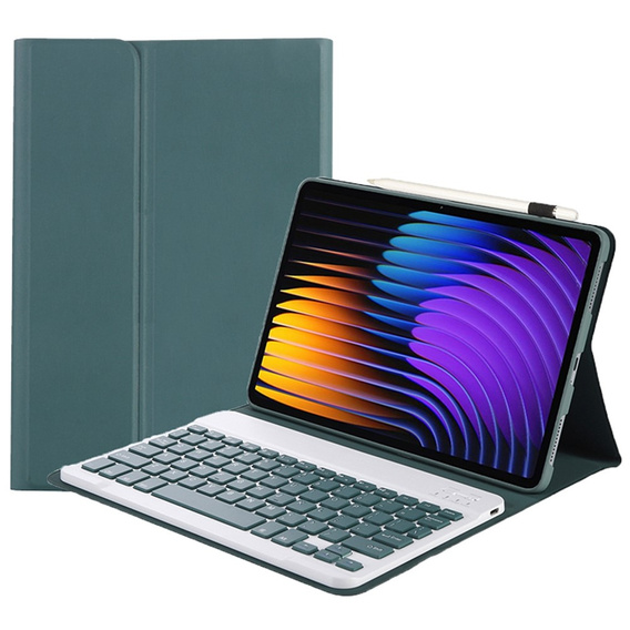 Θήκη με πληκτρολόγιο bluetooth για Xiaomi Pad 7 / 7 Pro, πράσινο