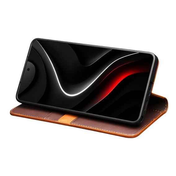 Δερμάτινη θήκη με πτυσσόμενο κάλυμμα Wallet Qialino για Samsung Galaxy S26 Ultra, καφέ