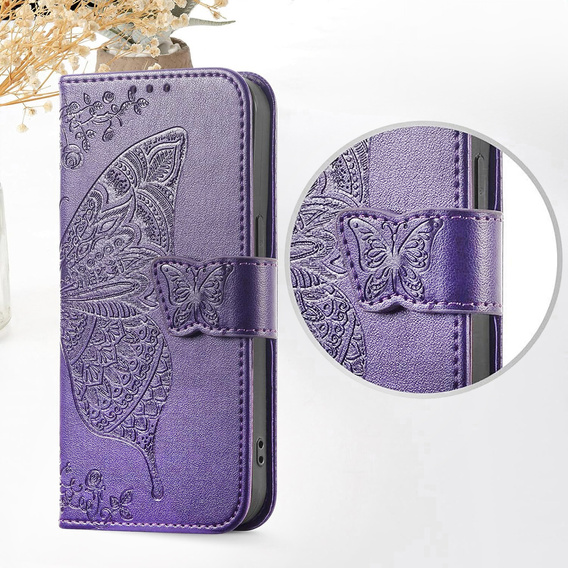 Θήκη με πτερύγιο για Xiaomi Redmi 15C 4G/LTE, Butterfly, μωβ