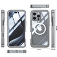 Θήκη για iPhone 16 Pro, Shockproof, με γυαλί, για MagSafe, γκρι