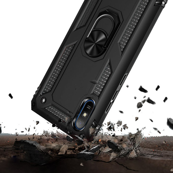 θωρακισμένη θήκη για Xiaomi Redmi 9A, Nox Case Ring, μαύρη