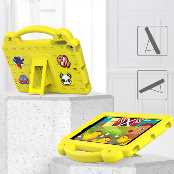 Παιδική θήκη για iPad mini 7.9" 2019/2015/2014/2013/2012 (5/4/3/2/1 gen.), Cute Patterns, με βάση, κίτρινη