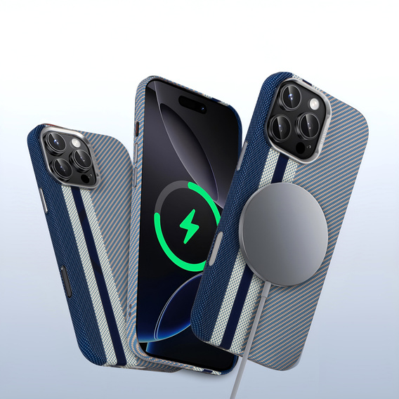 Θήκη για iPhone 14 Pro Max, ανθρακονήματα MagSafe, μπλε