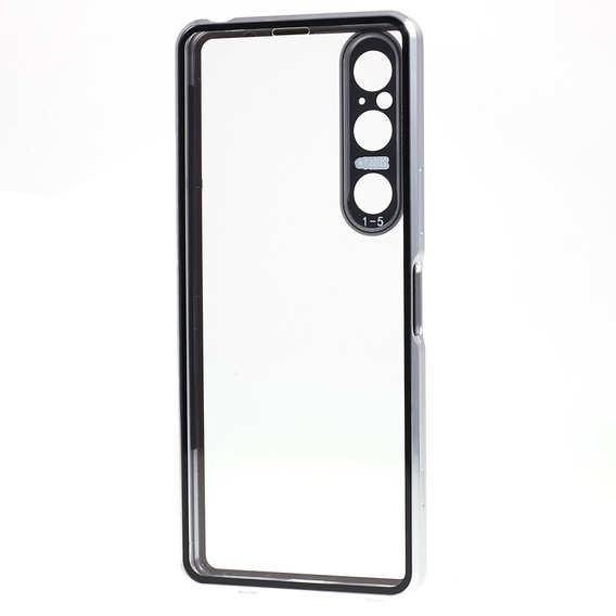 θήκη για το Sony Xperia 1 V, Magnetic Dual Glass, ασημένια