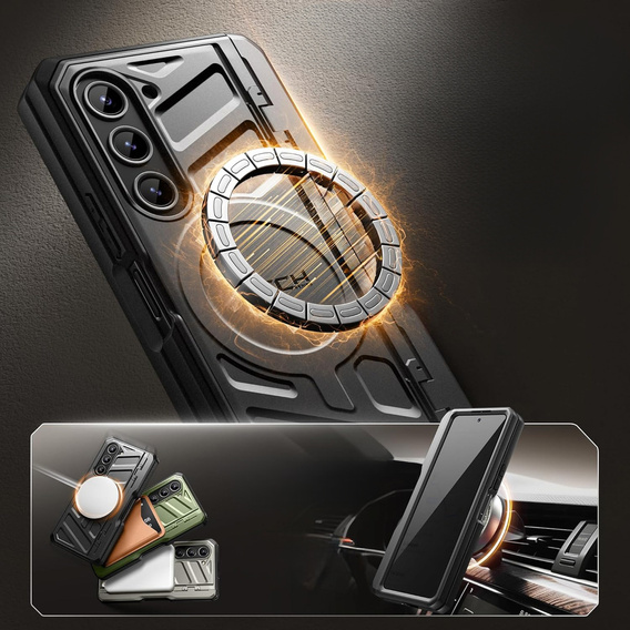 Θήκη για Samsung Galaxy S24 Ultra, Tongate MECH Series με βάση στήριξης, μαύρη