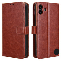 Θήκη με πτερύγιο για Nothing CMF Phone 1, Crazy Horse Wallet, καφέ