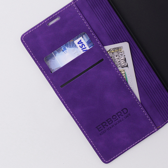 Θήκη για Oppo A78 4G, ERBORD Vintage, πορτοφόλι με πτερύγιο, μωβ