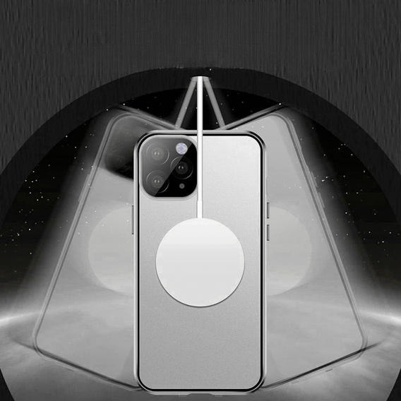 Μαγνητική θήκη MagSafe Dual Glass για iPhone 14 Pro Max, ασημένια