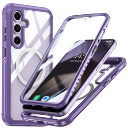 Θήκη για Samsung Galaxy S25, Shockproof, με γυαλί, για MagSafe, μωβ
