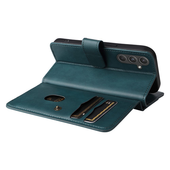 θήκη πτερύγιο για Samsung Galaxy A55 5G, 10 Card Slots Wallet, πράσινη