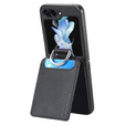 Θήκη για Samsung Galaxy Z Flip7 FE / Z Flip6, Card Slot Ring Case, μαύρη