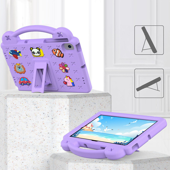 Παιδική θήκη για Samsung Tab A8 X200 / X205, Cute Patterns, με βάση, μωβ