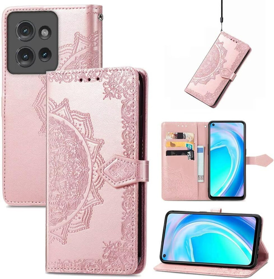 Θήκη με πτερύγιο για Motorola Edge 50 Neo / Motorola ThinkPhone 25, Mandala, ροζ rose gold