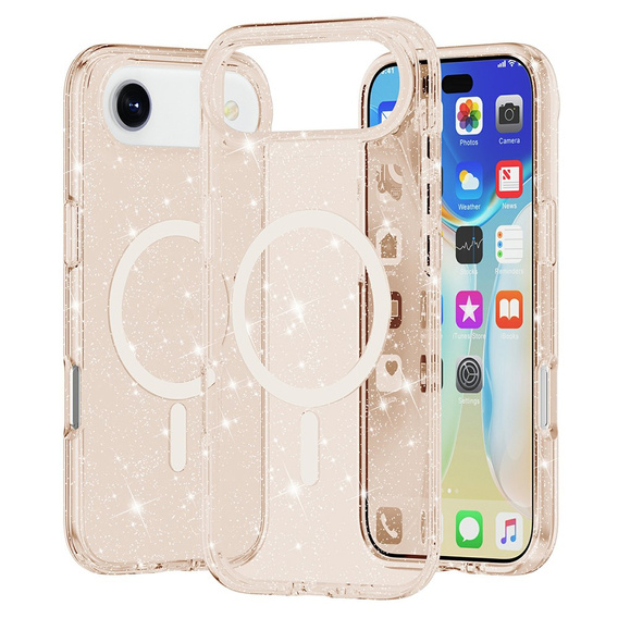 Θήκη για iPhone Air, για MagSafe, glitter, ημιδιαφανές χρυσό
