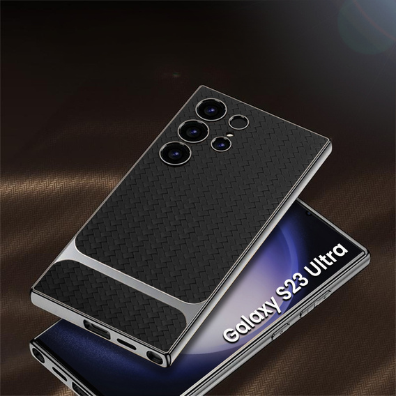 Θήκη για Samsung Galaxy S23 Ultra, GKK Woven Leather, μαύρη