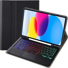 Θήκη με φωτιζόμενο πληκτρολόγιο bluetooth touchpad για iPad 10.9" 2022 (10 gen.), μαύρη