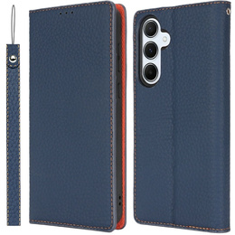 Θήκη με πτερύγιο για Samsung Galaxy S25, Litchi Skin Grain, σκούρο μπλε