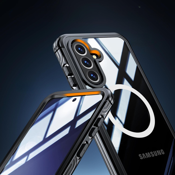 Θήκη για Samsung Galaxy A36 / Samsung Galaxy A56, Shockproof, με γυαλί, για MagSafe, μαύρη