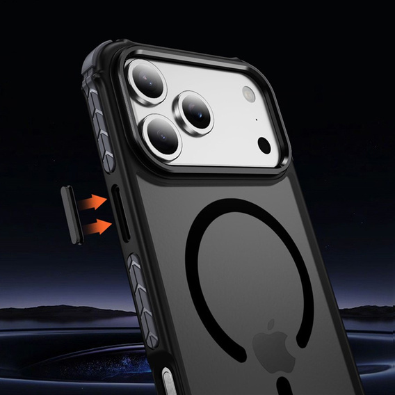 Ματ θήκη για iPhone 17 Pro, θωρακισμένη, για MagSafe, καπνιστή με μαύρες πλευρές