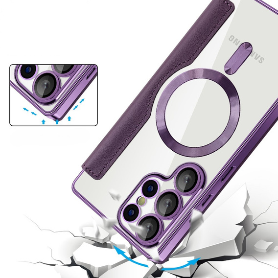 Θήκη με πτερύγιο για Samsung Galaxy S25 Ultra, RFID Wallet MagSafe CamShield, μωβ