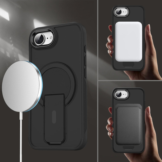 Θήκη για Iphone 16E, Kickstand Matt Case, για MagSafe, μαύρη