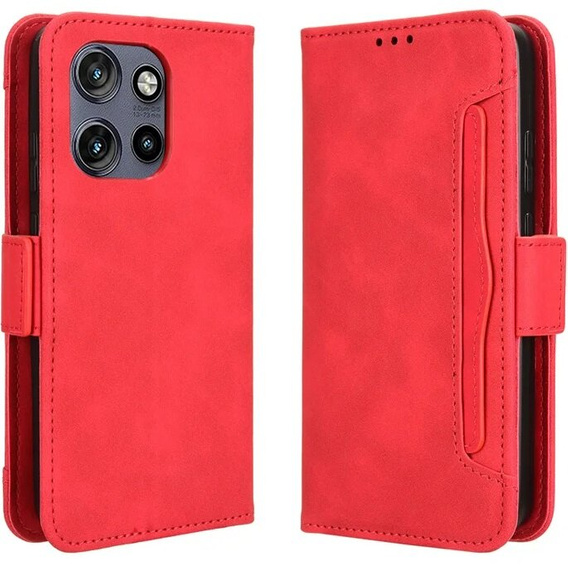 Θήκη με πτερύγιο για Motorola Edge 50 Neo / Motorola ThinkPhone 25, Card Slot, κόκκινη