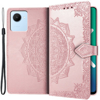 Θήκη με πτερύγιο για Realme C30 / Narzo 50i Prime, Mandala, ροζ rose gold