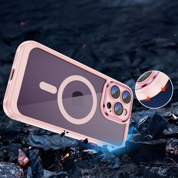 Θήκη για iPhone 15 Pro, ERBORD Impact Guard, MagSafe, ροζ