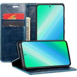 Θήκη με πτερύγιο για Samsung Galaxy S23 Ultra, ERBORD Waxy Wallet, μπλε