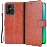 Θήκη με πτερύγιο για Xiaomi Redmi Note 12 4G, Crazy Horse Wallet, καφέ