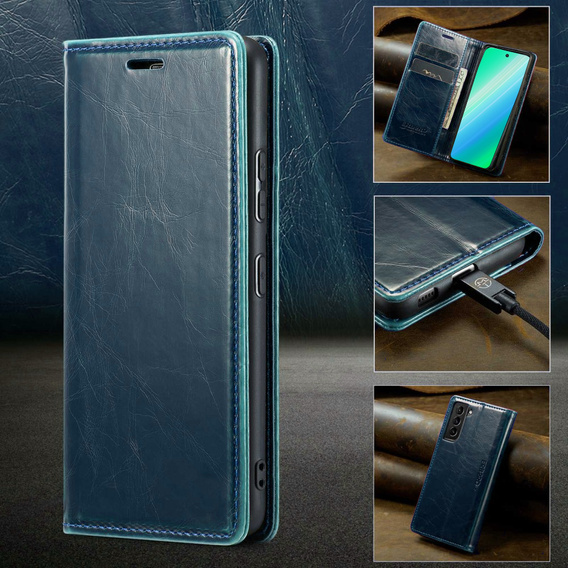 Θήκη με πτερύγιο για Samsung Galaxy S23, ERBORD Waxy Wallet, μπλε