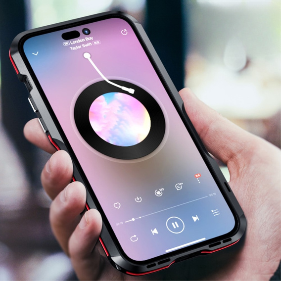 Θήκη LUPHIE για iPhone 14 Pro, Armor Bumper, μαύρο / κόκκινο