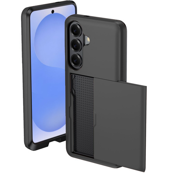 Θήκη με θήκη για κάρτες για Samsung Galaxy S26 Plus, μαύρη