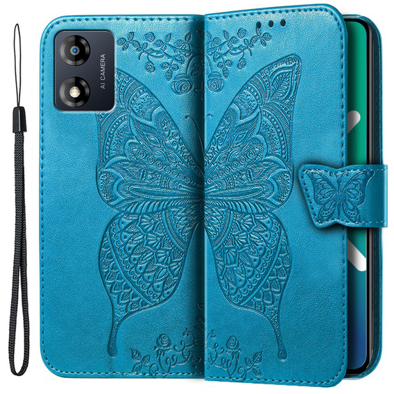 Θήκη με πτερύγιο για Motorola Moto E13, Butterfly, μπλε