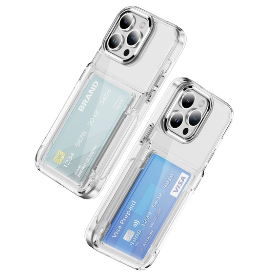 Θήκη για iPhone 16 Pro Max, Card Holder Kickstand, διαφανής