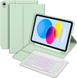 Θήκη με φωτιζόμενο πληκτρολόγιο bluetooth για iPad 10.9 2022 (10 gen.), πράσινη