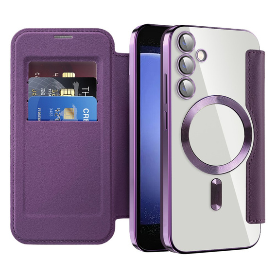 Θήκη με πτερύγιο για Samsung Galaxy S23 FE, RFID Wallet MagSafe CamShield, μωβ