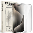 2x Μετριασμένο γυαλί για iPhone 15 Pro, ERBORD 9H Hard Glass στην οθόνη