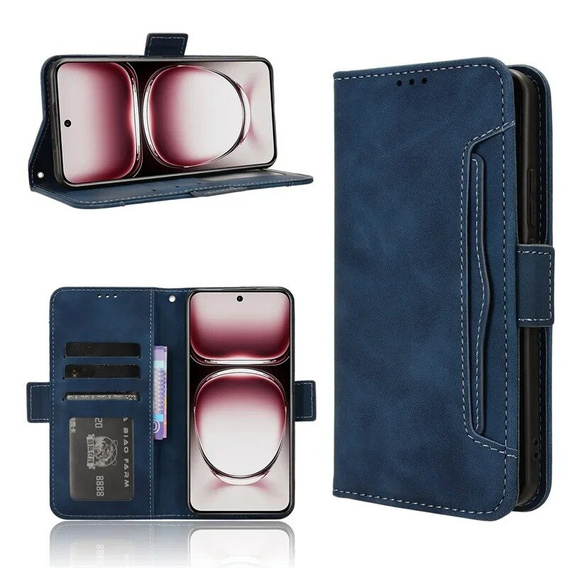 Θήκη με πτερύγιο για Oppo Reno 12 Pro, Card Slot, σκούρο μπλε