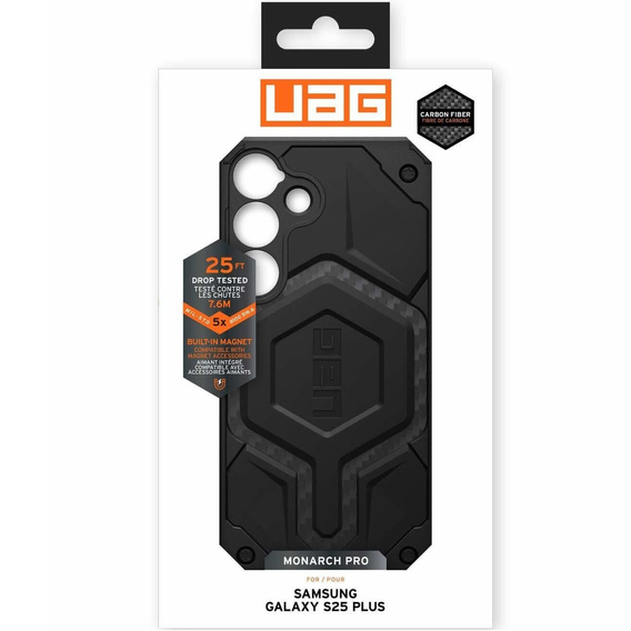 Θήκη Urban Armor Gear για Galaxy S25+ Plus, Monarch Pro MagSafe, carbon μαύρη