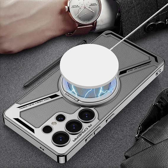 Θήκη για Samsung Galaxy S25 Ultra, δαχτυλίδι στήριξης GKK Kickstand, για MagSafe, γκρι