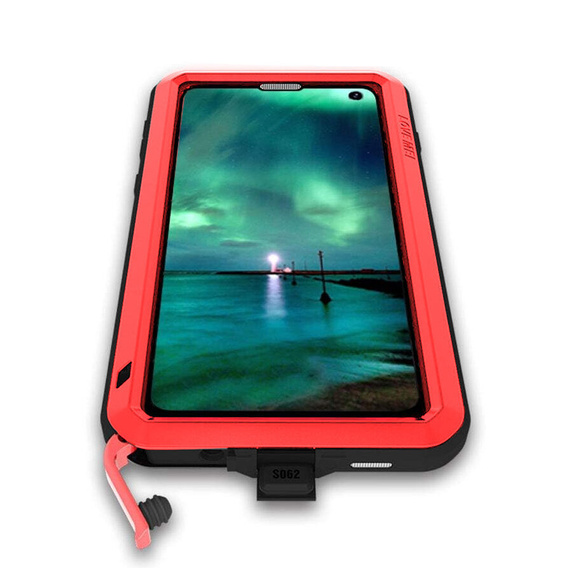 Love Mei Θήκη για Samsung Galaxy S10+ Plus, armored with glass, κόκκινη