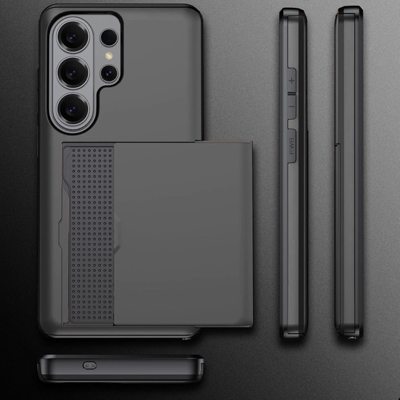 Θήκη με θήκη για κάρτες για Samsung Galaxy S26 Ultra, μαύρη