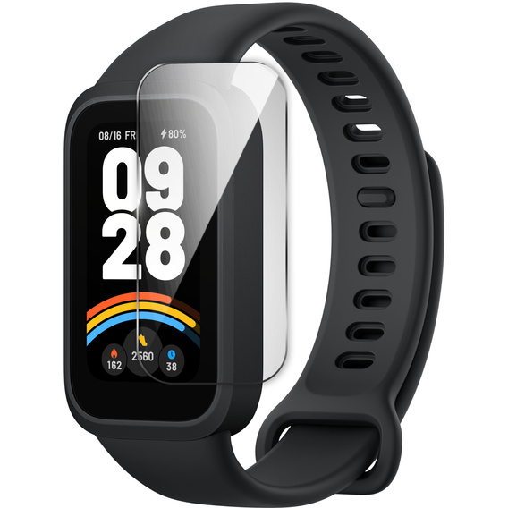 2x ERBORD μετριασμένο γυαλί για Xiaomi Smart Band 9 Active, με πλαίσιο τοποθέτησης