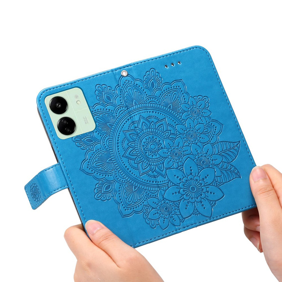 Θήκη με πτερύγιο για Xiaomi Redmi 13C / Poco C65, Mandala Flower, μπλε