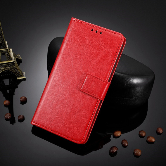 Θήκη με πτερύγιο για Xiaomi Poco X6 Pro 5G, Crazy Horse Wallet, κόκκινη