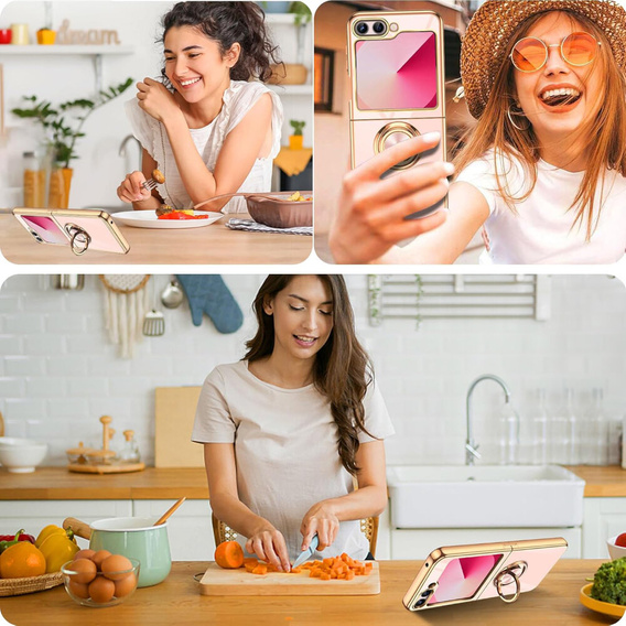 Θήκη για Samsung Galaxy Z Flip7 FE / Z Flip6, Electro Ring, ροζ