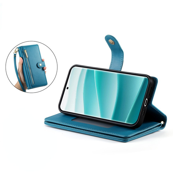 Θήκη με πτερύγιο για Xiaomi Redmi Note 14 Pro 5G / Poco X7 5G, Wallet Zipper Pocket, μπλε