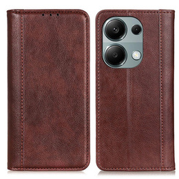 Θήκη για Xiaomi Redmi Note 13 Pro 4G / Xiaomi Redmi Note 14S / Xiaomi Poco M6 Pro 4G, Wallet Litchi Leather, καφέ