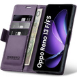 Θήκη για Oppo Reno 13F / Oppo Reno 13FS, ERBORD Glossy Litchi, πορτοφόλι με πτερύγιο, μωβ